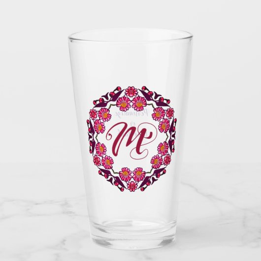 Mモノグラムボかわいらしホフローラコテージブライデスメイド タンブラーグラス (正面)