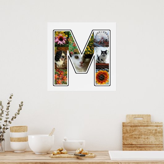 Mモノグラム独自の9カスタム枚の写真コラージュを作成 ポスター (キッチン)