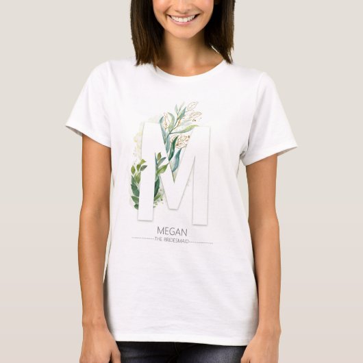 Mモノグラム金ゴールドグリー葉ネリー Tシャツ (正面)
