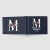 Mレターイニシャルモノグラムフローラ名結婚の ゲストブック (全面)