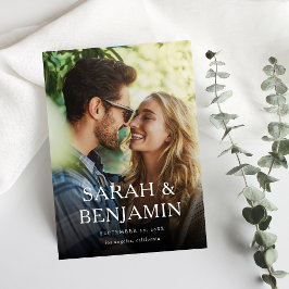 M写真モダン縦型シック日付の保存 招待状