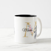 M文字パーソナライズされた名一文字 ツートーンマグカップ (正面右)