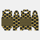 M金ゴールドとブラックドットスタイル切り妻4.5x2.75x5.5 フェイバーボックス (見開き)