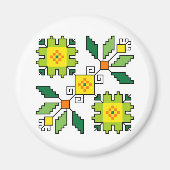 M0024マグネットブルガリアフォークモチーフの緑 マグネット (正面)