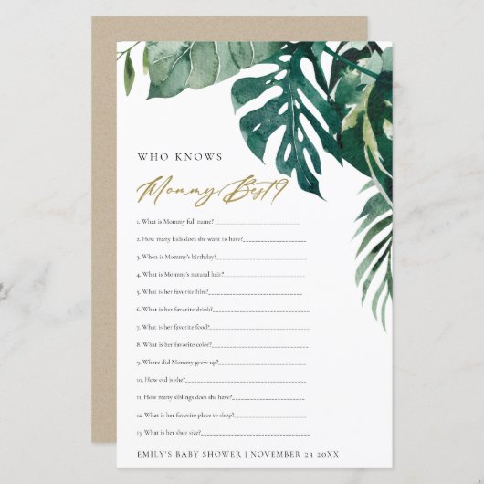 M0MMYゲームを知っている熱帯動物相モンステラ最高の (正面/裏面)