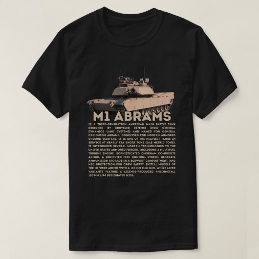 M1エイブラムタンク Tシャツ (デザイン正面)