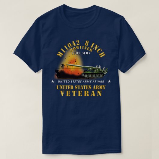 M110A2 8インチ203mmホイッツァー退役軍人w火災時位置X Tシャツ (デザイン正面)