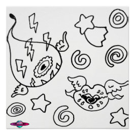 M13愛風変わり翼飛んでいる目と唇のポスター ポスター