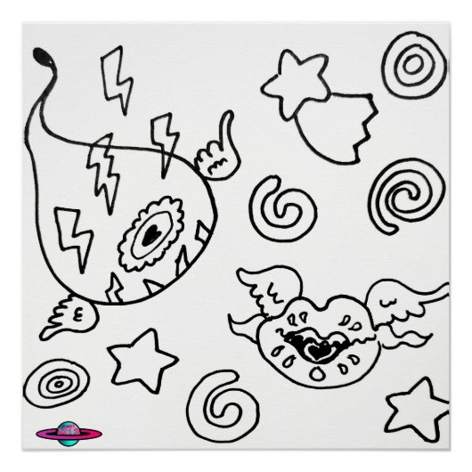 M13愛風変わり翼飛んでいる目と唇のポスター ポスター (正面)