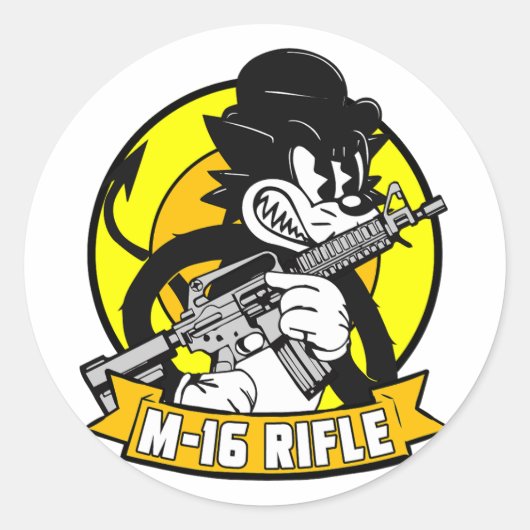M16ライフルレトロ ラウンドシール (正面)