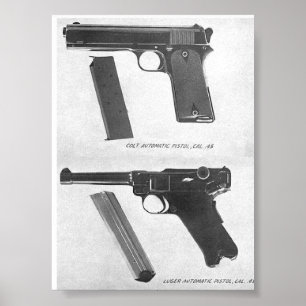 m1911対Luger P08のピストル ポスター