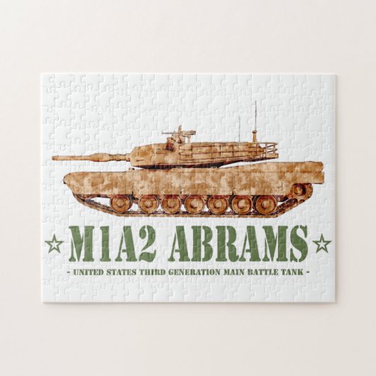 M1A2エイブラムスUS MBTタンクデザートストーム退役軍人 ジグソーパズル (横)