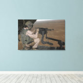 M240重機関銃を発射する米国の海洋試験 キャンバスプリント (インサイチュ (ウッドフロア))