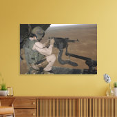 M240重機関銃を発射する米国の海洋試験 キャンバスプリント (インサイチュ (リビング))