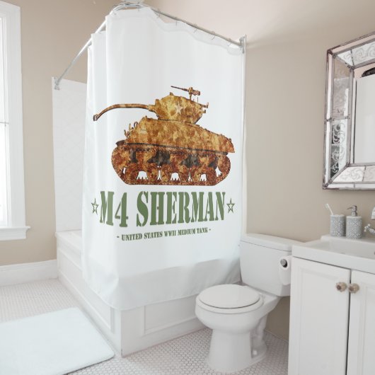 M4シャーマン世界大戦アメリカ中戦車WWII シャワーカーテン (インサイチュ)