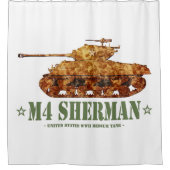 M4シャーマン世界大戦アメリカ中戦車WWII シャワーカーテン (正面)