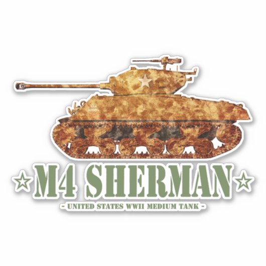 M4シャーマン世界大戦アメリカ中戦車WWII シール (正面)