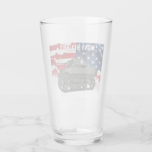 M5A1スチュアート（アメリカ国旗の背景ガラス付き） タンブラーグラス (裏面)