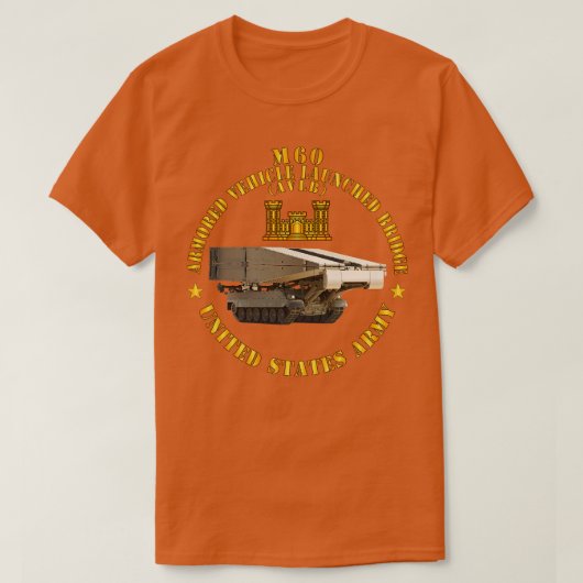 M60装甲車両がブリッジAVLB、ENG Brを起動 Tシャツ (デザイン正面)