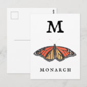 「M」は（昆虫）オオカバマダラ、モナーク ポストカード (正面/裏面)