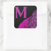 M – アルファベット（ピンク） スクエアシール (バッグ)