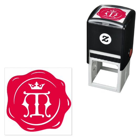 M -アンティークワックスシールゴシック王冠イニシャル文字 セルフインキングスタンプ (インサイチュ)