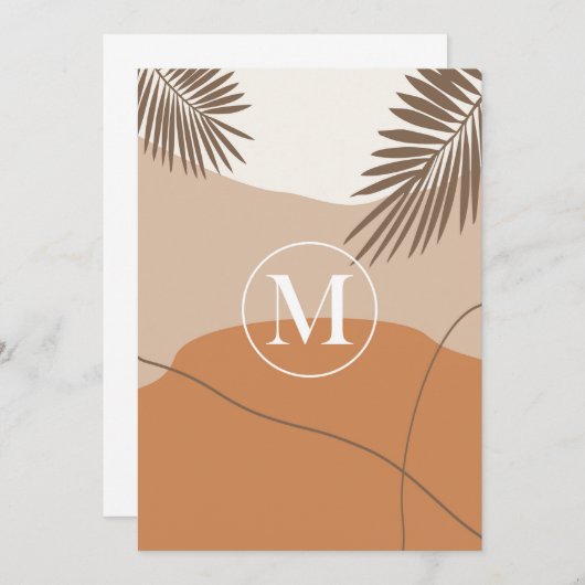 M -イニシャルモノグラムレターM抽象デザイン 招待状 (正面/裏面)