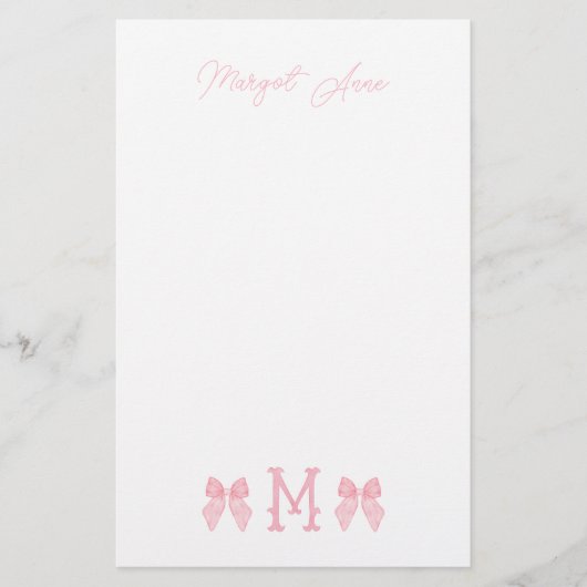 "M"イニシャル固定 便箋 (正面)