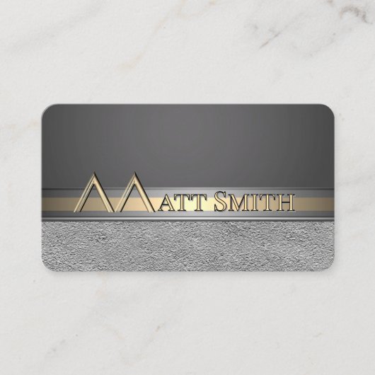 M，グレーシルバー金ゴールド銅男性ロゴ名刺 名刺 (正面)