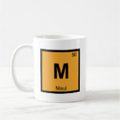 M - マウイ ハワイ 化学 周期表 シンボル コーヒーマグカップ (左)