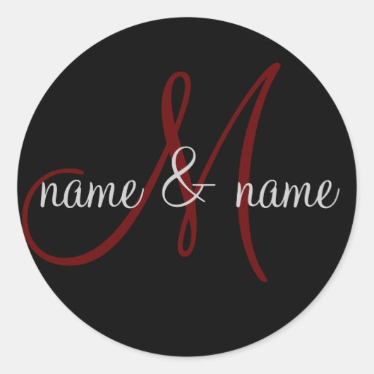 "M"モノグラムのラベル、名のパーソナライズ ラウンドシール (正面)