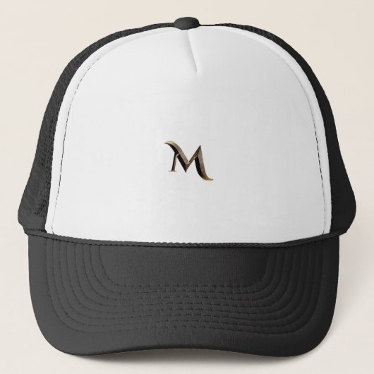 「M」モノグラムキャップ付きホワイト&ブラックトラッカーズハット キャップ (正面)