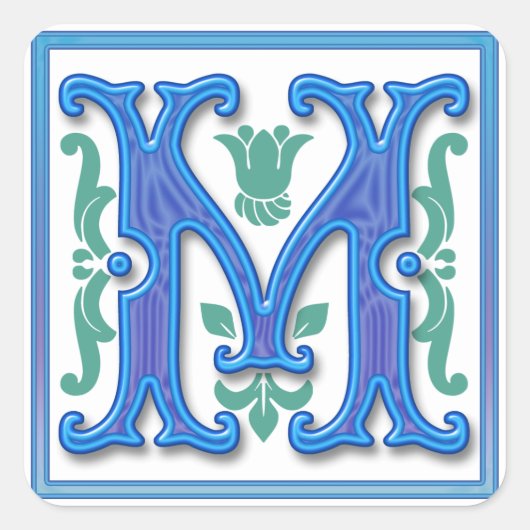 M -ヴィンテージ文字M スクエアシール (正面)