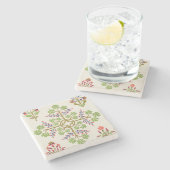 M.及びN. Haが印刷するばら色のモチーフの壁紙のデザイン ストーンコースター (横)