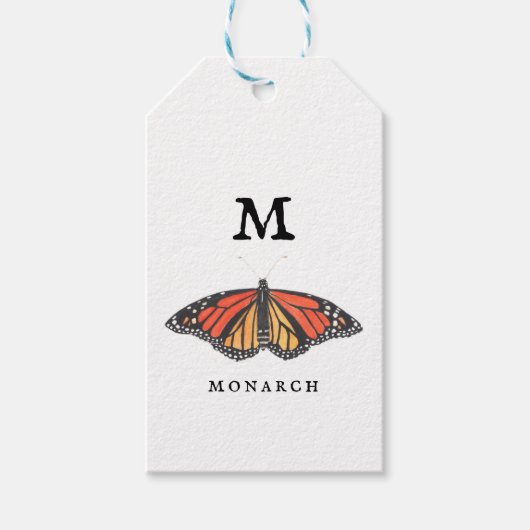 「M」(昆虫)オオカバマダラ、モナーク ギフトタグ (正面)