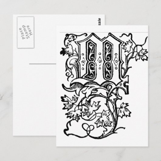 M – 装飾文字M ポストカード (正面/裏面)