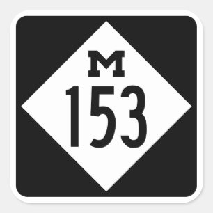 M-153 Ford Road Michigan Hwy Sign Squareステッカー スクエアシール
