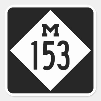 M-153 Ford Road Michigan Hwy Sign Squareステッカー スクエアシール