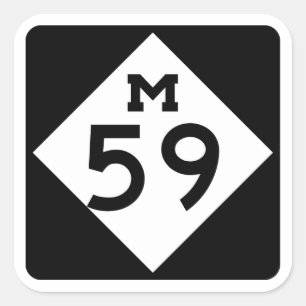 M-59ハイランド/ホールRd Mich Hwyサイン広場ステッカー スクエアシール