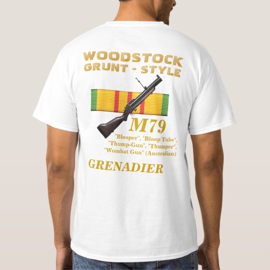 M-79擲弾兵- Woodstockのうなり声スタイルのワイシャツ Tシャツ (裏面)