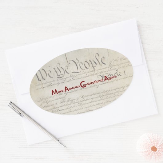 M A C A - Make America Constitutional Again! 楕円形シール (封筒)
