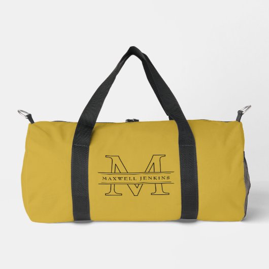 M Gold Custom Duffle Bag with Monogram & Name ダッフルバッグ (正面)