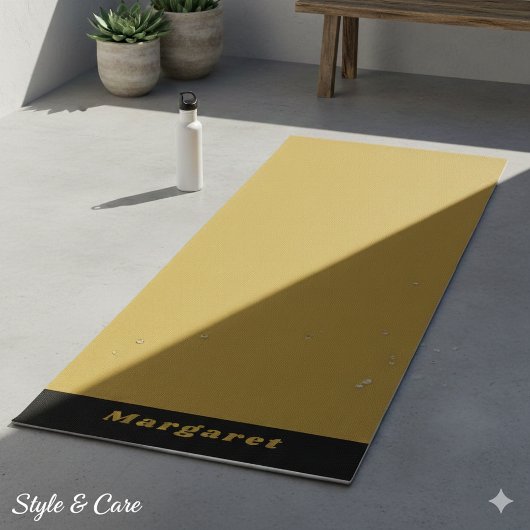 M Gold Yoga Modern Mat with Your Name in Style ヨガマット