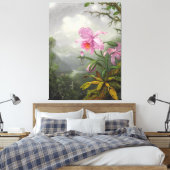 M. HEADE – 蘭の植物に止まるハミングバード キャンバスプリント (インサイチュ (寝室))