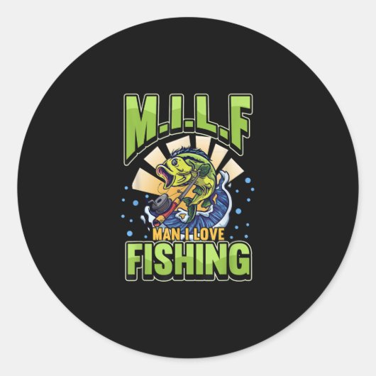 M.I.L.FマンI愛する魚釣り漁師 ラウンドシール (正面)
