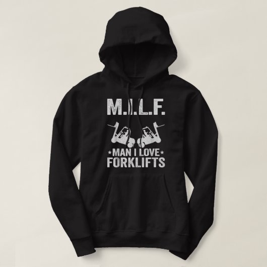 M.I.L.F.男Iはフォークリフト好きジョークおもしろいフォークリフト パーカ (デザイン正面)