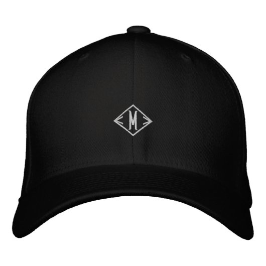 M Initial or Logo Monogram Flexfit Wool-Hat Black  刺繍入りキャップ (正面)