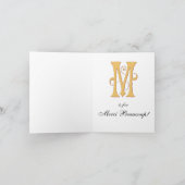 M is for Merci Beaucoup Hot Pink Damask Thank You サンキューカード (内部)