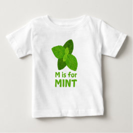  M is for MINT Green Veggie Alphabet M  ベビーTシャツ