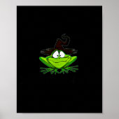 M Machusetts Whimsy Frog Witches Hat Halloween Wit ポスター (正面)